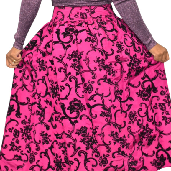 Vintage Scott McClintock Damask Skirt Purple Magenta Taffeta Crinoline Maxi 4 - Picture 5 of 16